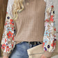 Floral Patchwork Ribbed Blouse