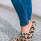 Camel Leopard Print Fuzzy Home Slippers