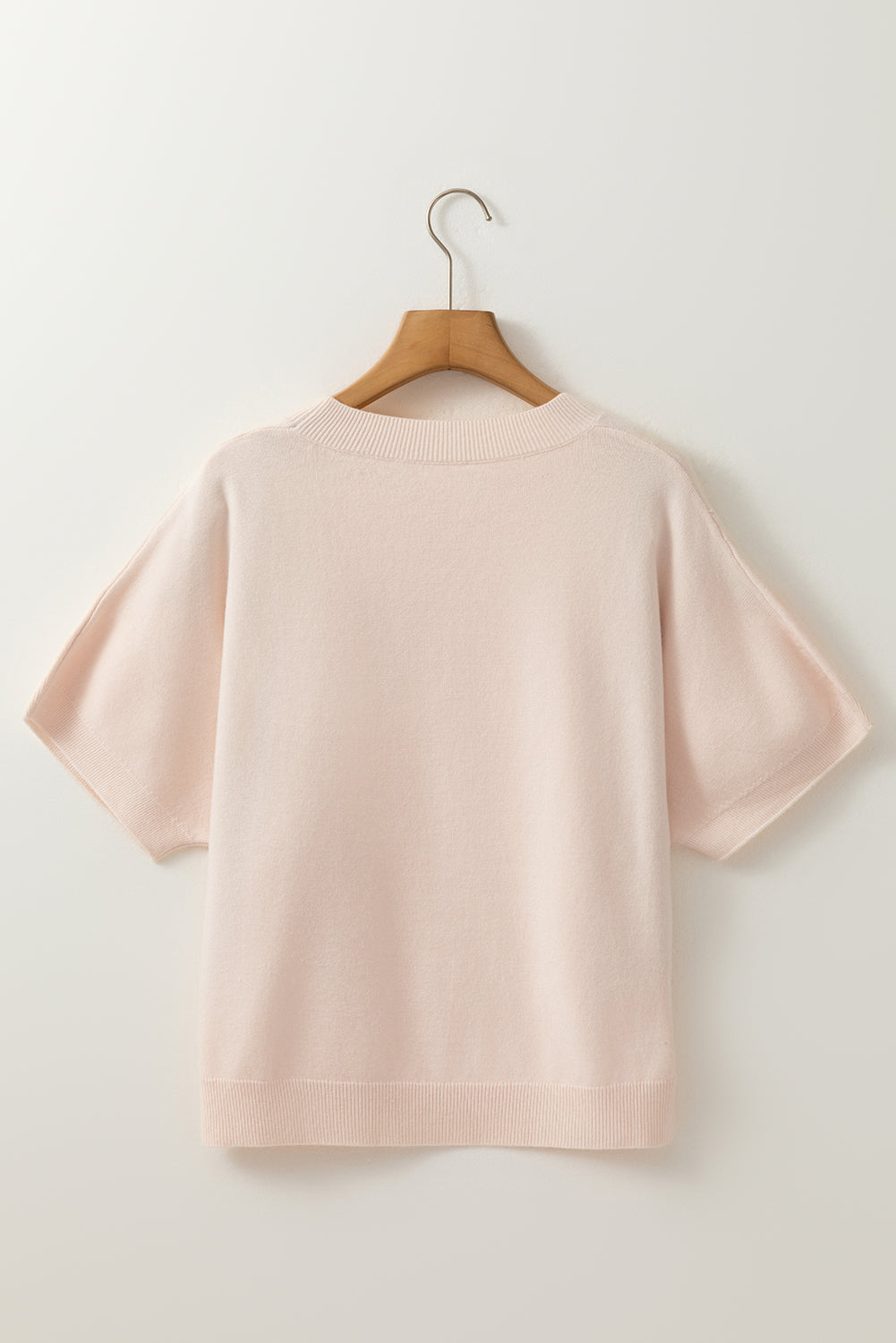 Pearl Bow Embellished Dolman Short Sleeve Sweater