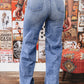 Tailored Center Seam Detail Straight Loose High Rise Jeans