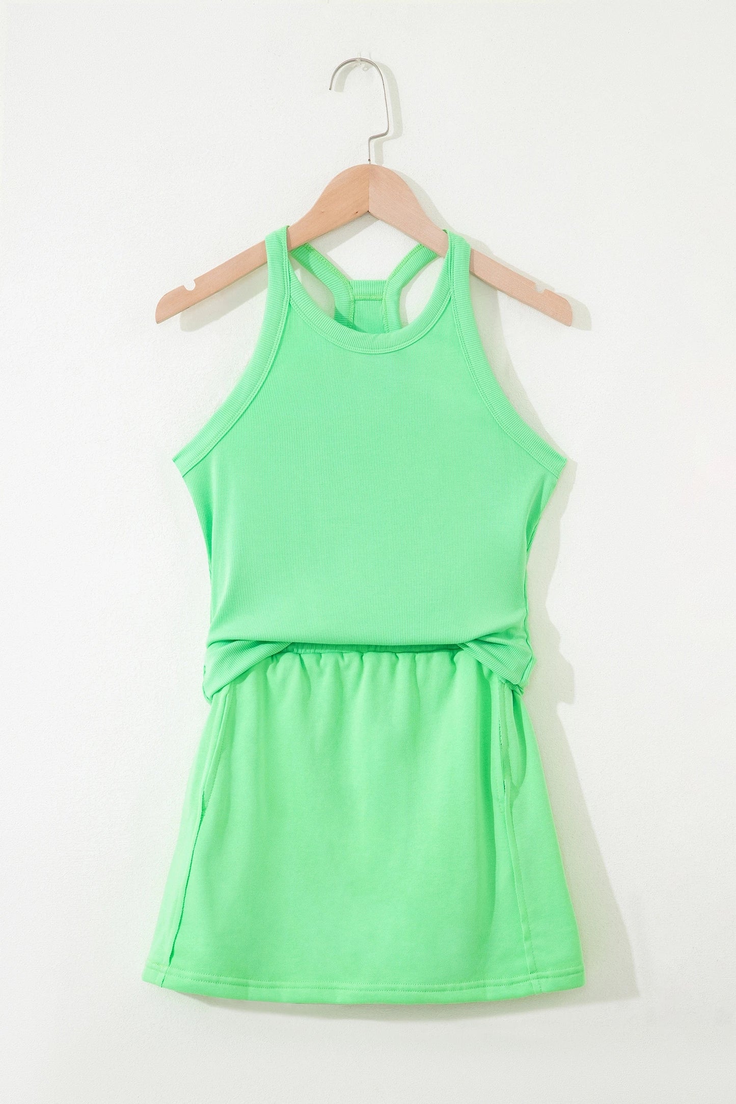 Slim Tank Top with Elastic Waist Mini Skort Set