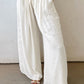 Solid Drop Waist Pleated Wide Leg Casual Pants