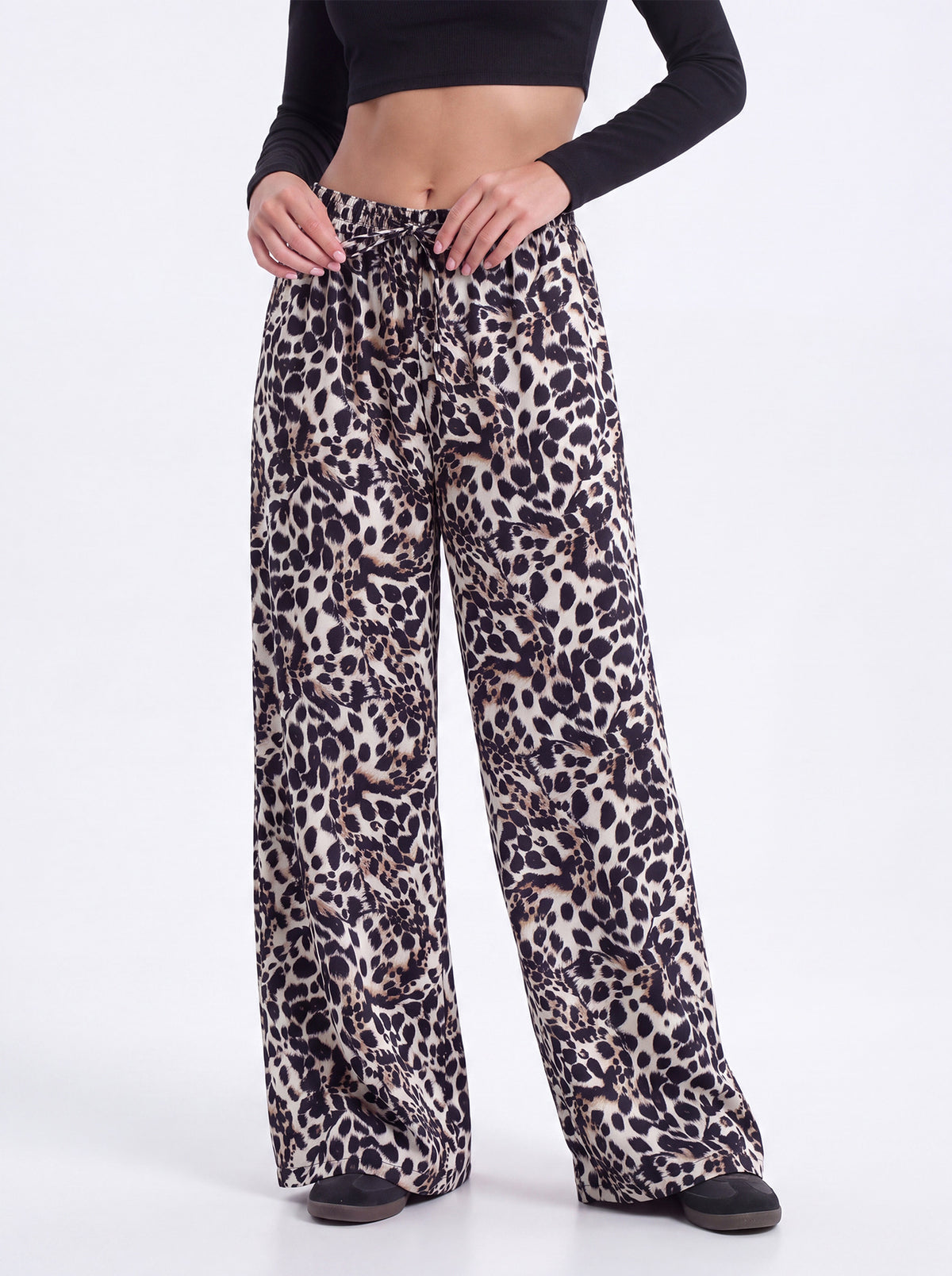 Polk Leopard Print Wide Leg Pants