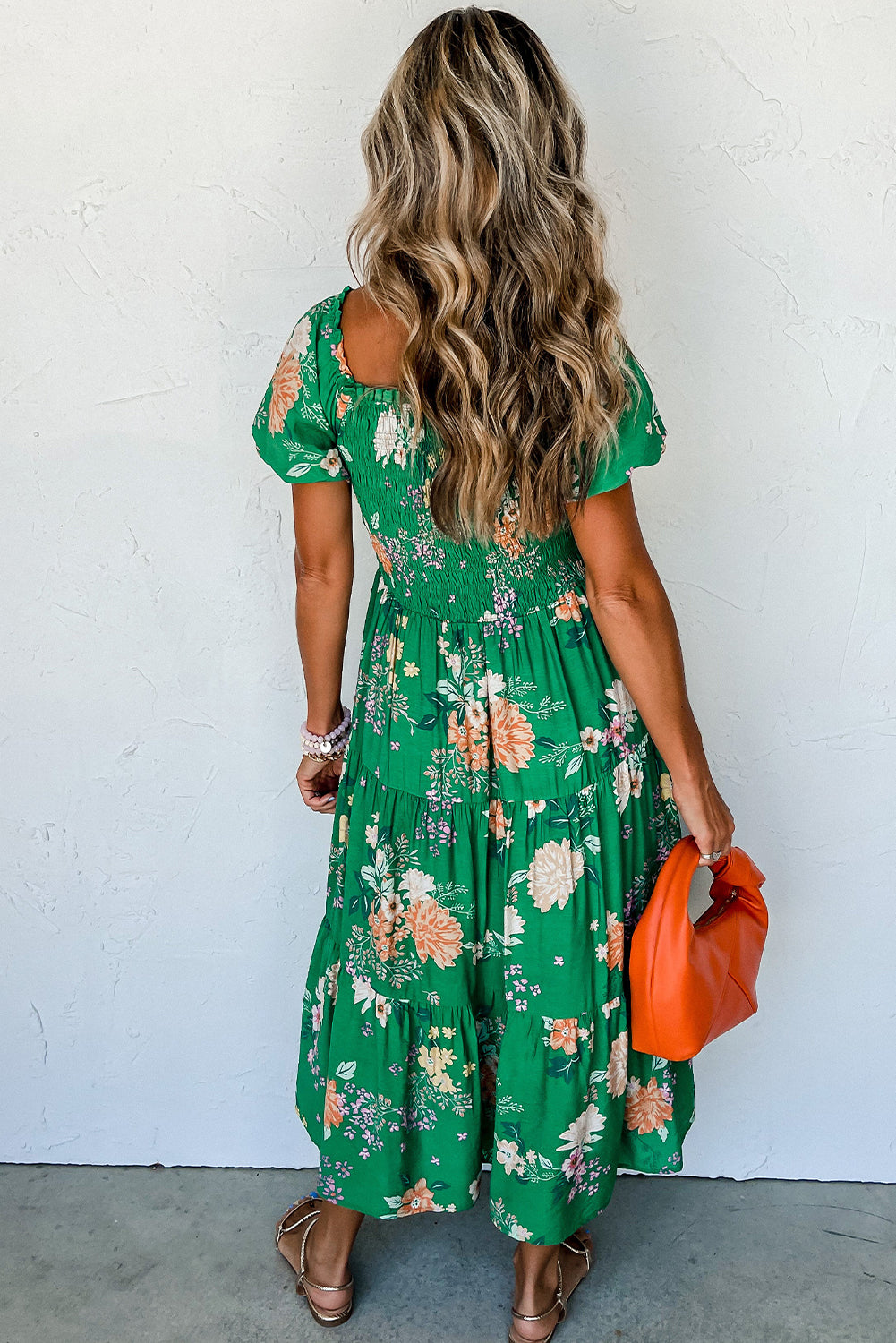 Floral Smocked Tiered Midi Dress