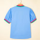 Puff Sleeve Pop of Color Neckline Blouse
