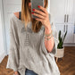 Hollow Out Knit 7/8 Sleeve Casual Sweater