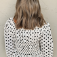Polka Dot Puff Sleeve Bow Square Neck Peplum Top