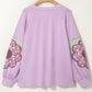 Flower Patch Colorblock Plus Size Pullover Top