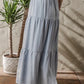 Beau Blue Tiered Smocked High Waist Denim Maxi Skirt