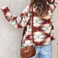 Aztec Buttoned Zipper Pockets Fleece Jacket