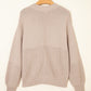 Mixed Texture Patchwork Knitted Puff Sleeve Sweater
