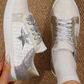 Star Patchwork Sequined Lace-up Sneakers