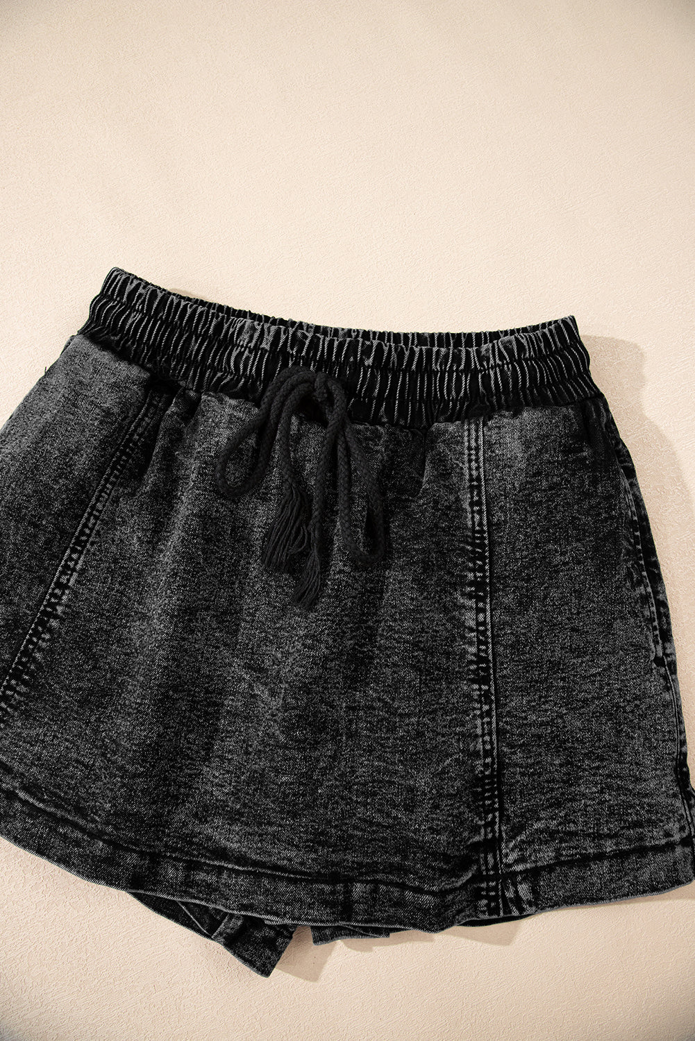 Drawstring High Waist Pocketed Denim Shorts