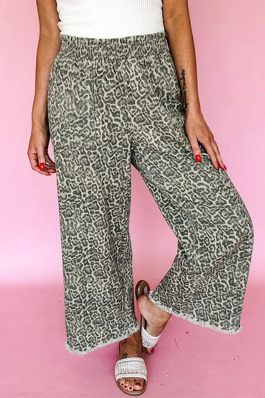 Hem Elastic Waist Loose Pull On Jeans