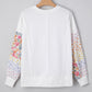 Floral Dotted Mixed Print Patchwork Sleeve High Low Casual Sweatshirt