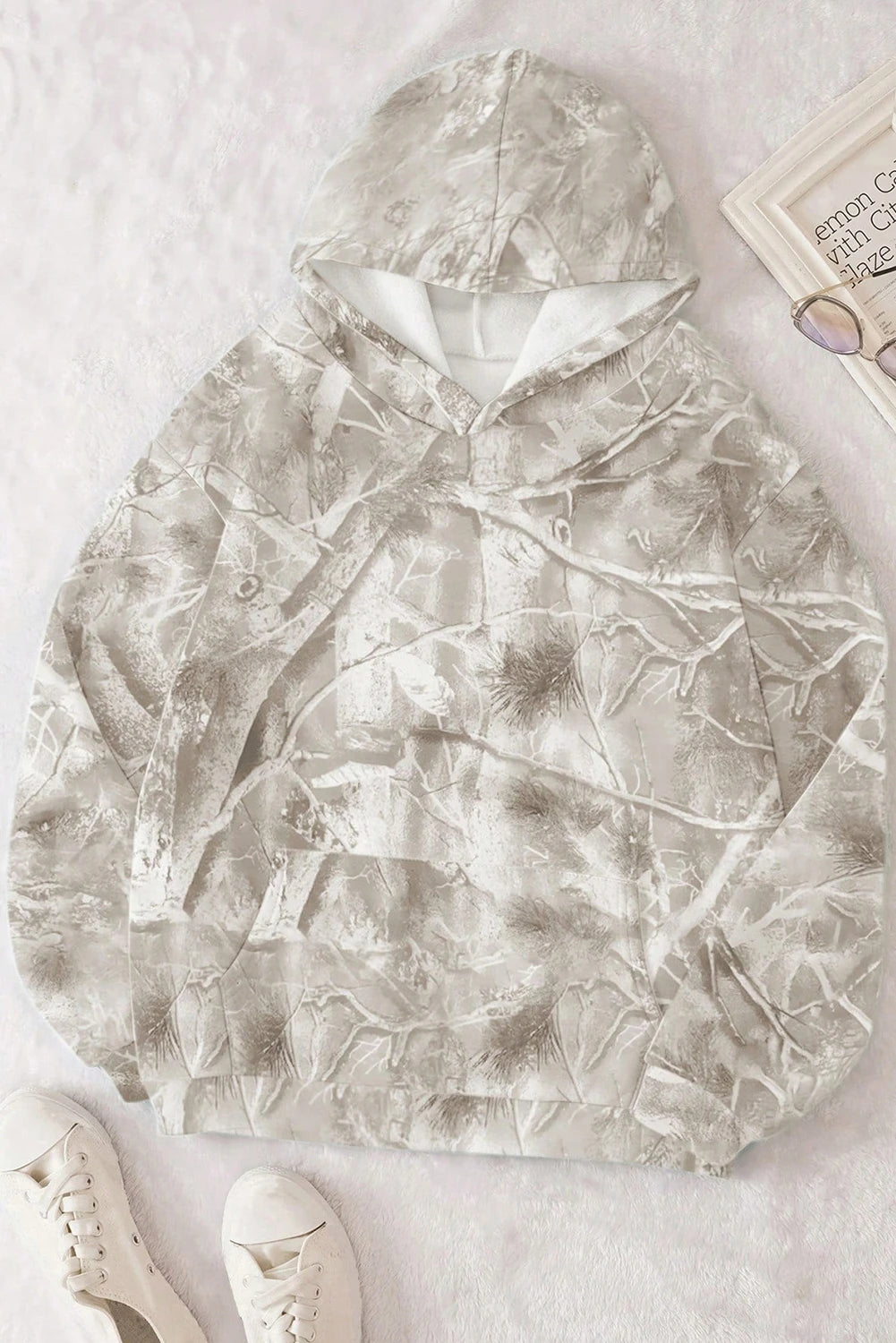 Woodland Print Oversized Sporty Hoodie