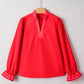 Ruffle Split Neck Long Sleeve Blouse