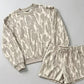 Trendy Camo Print Pullover & Shorts Set
