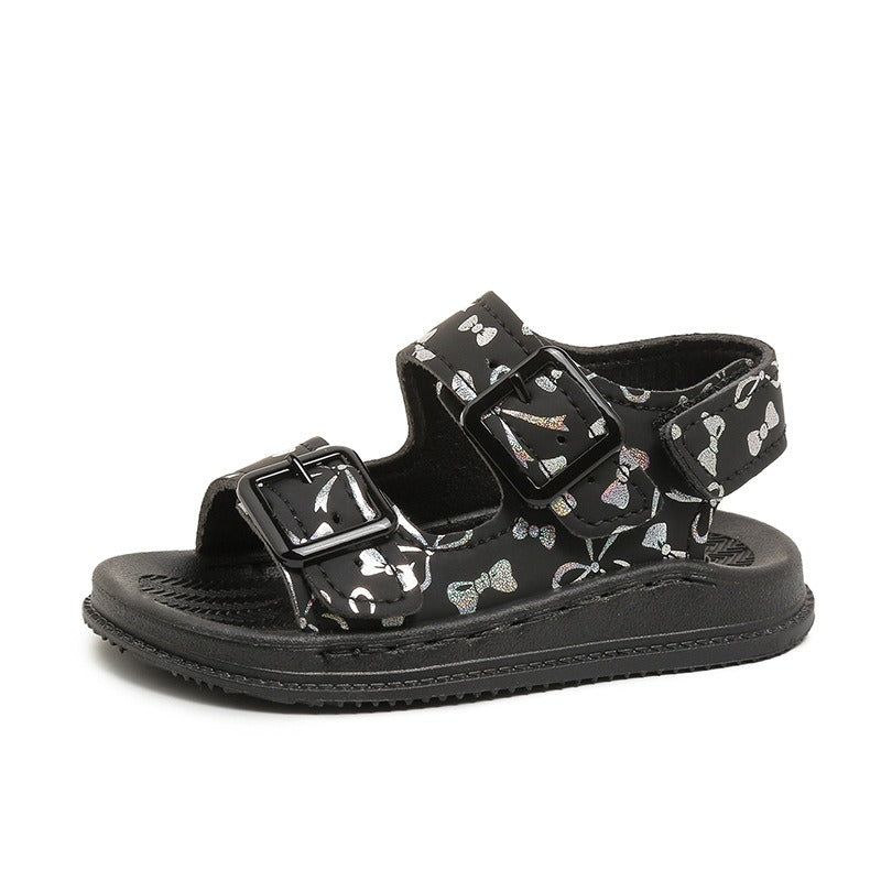 Children’s Glitter Ribbon Soft Soled Sandals