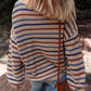 Striped Knitted Drop Shoulder Round Neck Sweater