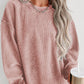 Solid Ribbed Knit Round Neck Pullover Sweatshirt