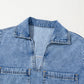 Short Sleeve Collared Patched Pocket Denim Mini Dress