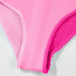 Pink Corded Colorblock Square Neck Bikini Swimsuit
