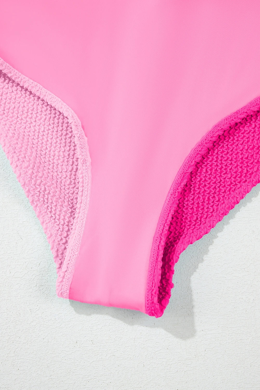 Pink Corded Colorblock Square Neck Bikini Swimsuit