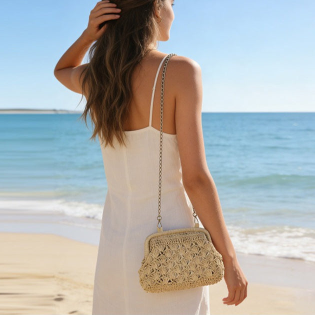 Handcrafted Openwork Straw Crossbody Bag