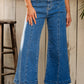 Plain Seam Detail Flared Bottom Ankle Length Jeans