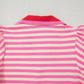 Green Stripe Print Contrast Collar Split Neck Flutter Sleeve Short Dress