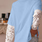 Lace Long Sleeve Insert Drop Shoulder Tee