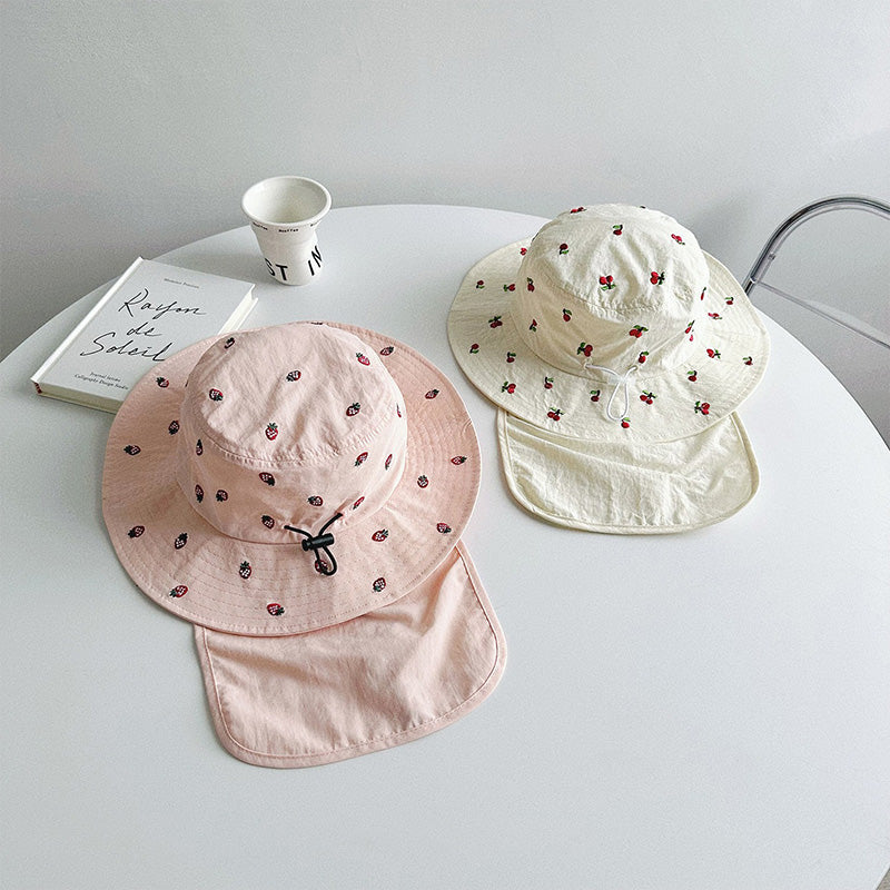 Children's Sun Protection Bucket Hat with Wide Brim and Neck Flap