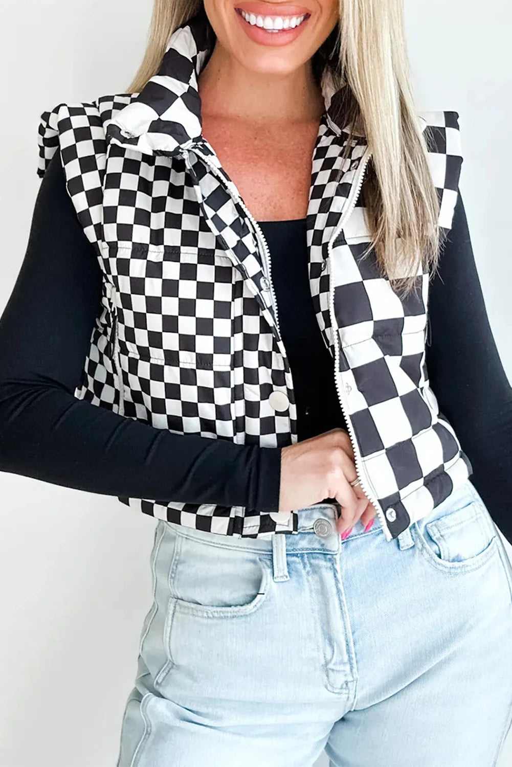 Stand Collar Cropped Puffer Vest