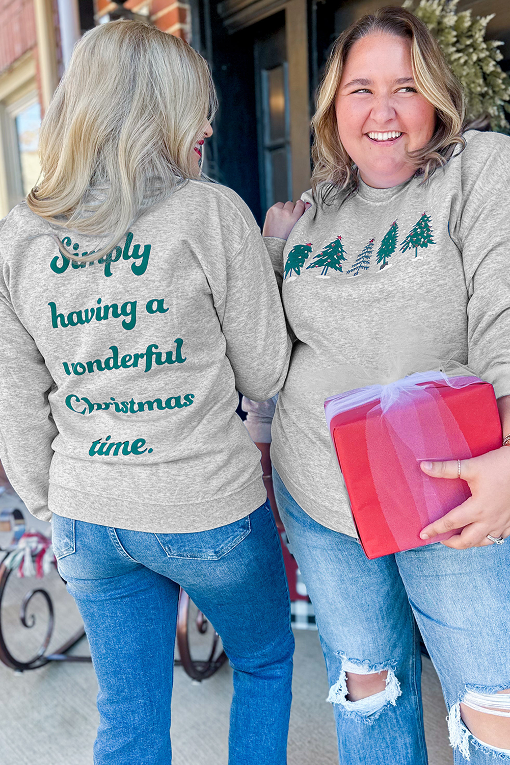 Christmas Tree & Letter Graphic Sweatshirt