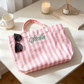 Custom Embroidered Waterproof Striped Tote Bag