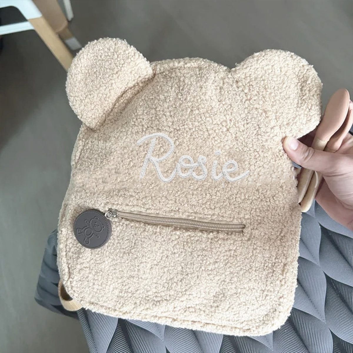 Personalized Teddy Bear Ears Sherpa Backpack