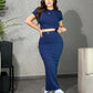 A-Short-sleeve top and maxi skirt set（Q6374）