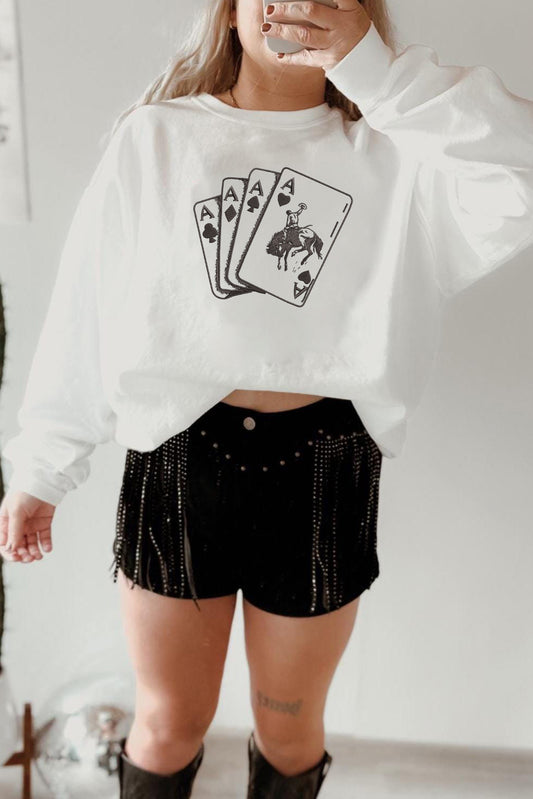 Ace Card Cowboy Graphic Trendy Sweatshirt