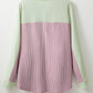 Color Block Corded Buttoned Oversized Shacket