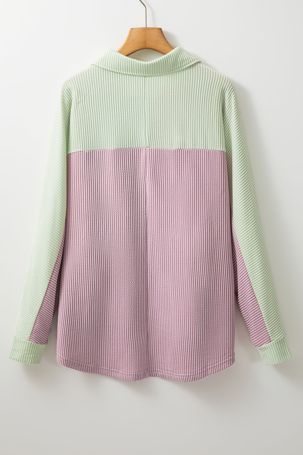 Color Block Corded Buttoned Oversized Shacket