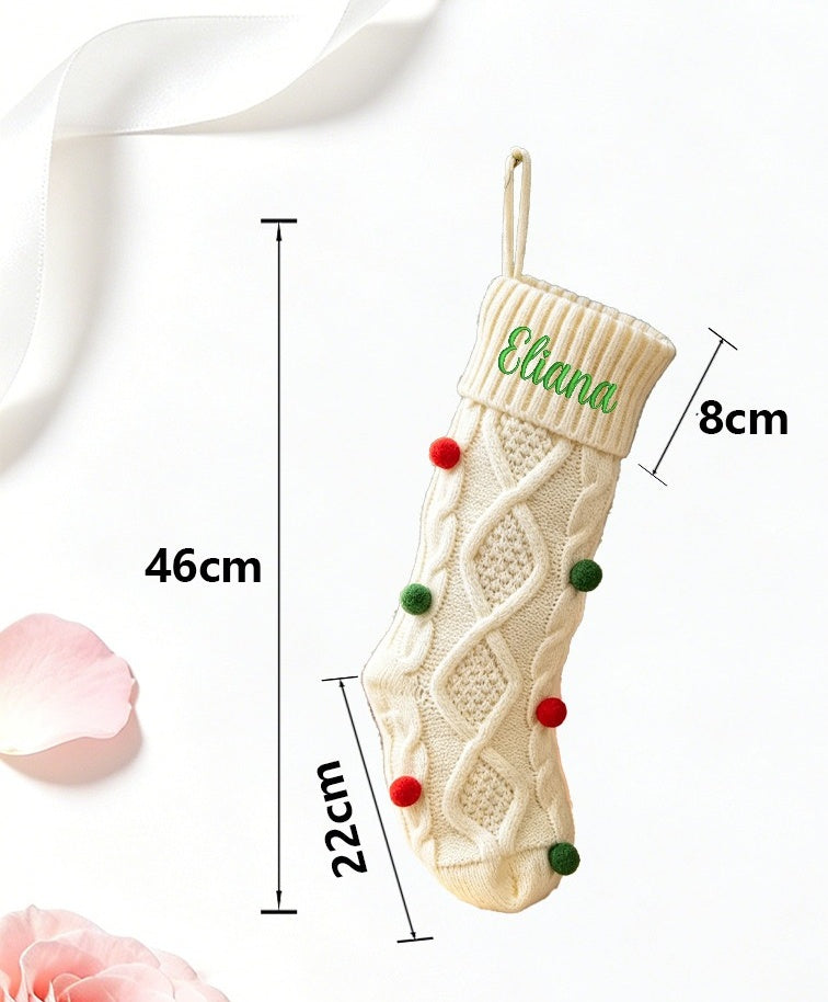 Custom Embroidered Name Polka-Dot Christmas Stocking