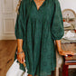 Embroidered Eyelet Pattern 3/4 Puffy Sleeve Swing Mini Dress