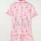 Floral Print Contrast Pipping Short Pajamas Set