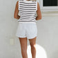 Stripe V Neck Gold Buttons Elegant Sweater Vest