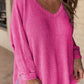 Waffle Knit Side Slits Top