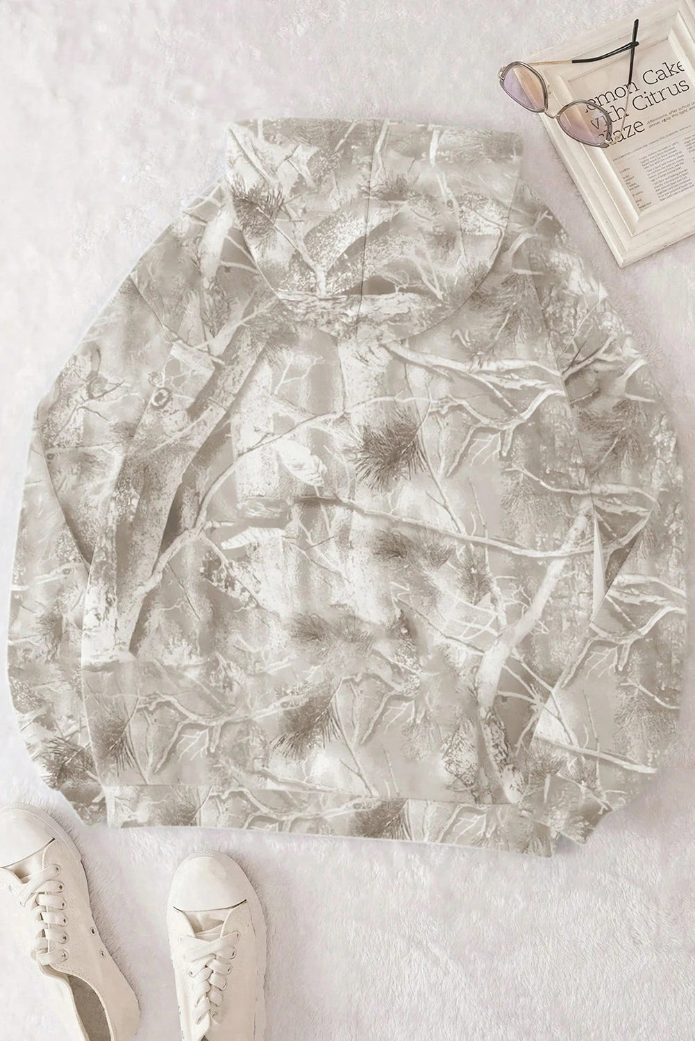 Woodland Print Oversized Sporty Hoodie