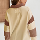 Block Striped Patchwork Sequin Rugby Graphic Polo Sweatshirt