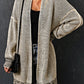 Plaid Knitted Long Open Front Cardigan