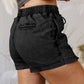 Drawstring High Waist Pocketed Denim Shorts
